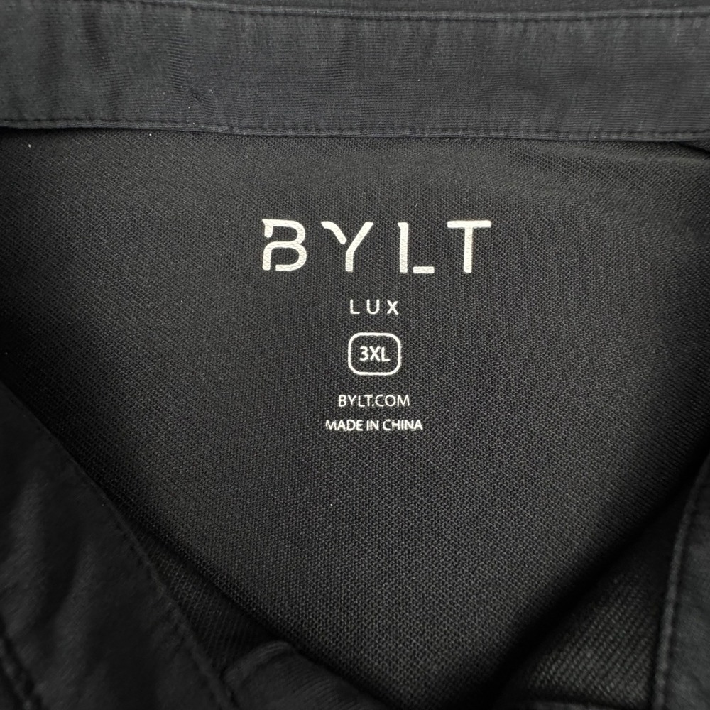 BYLT Lux Polo Shirt Mens 3XL Black Excellent Short Sleeve Curved Hem MTPOL0187 - Picture 4 of 10